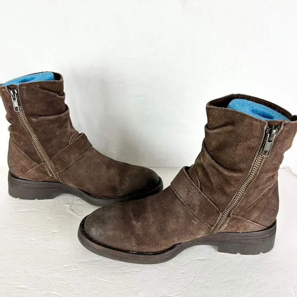 Born Women's Midway Boot Suede Leather Size 8 Dark Brown Slouchy Side Zip
